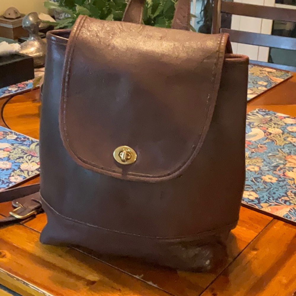 Vintage Coach brown leather backpack